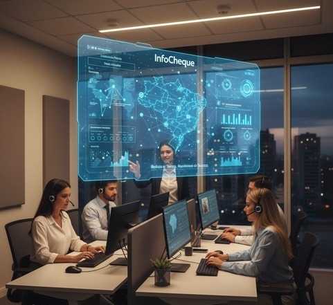 Agente de teleatendimento com dados em tela